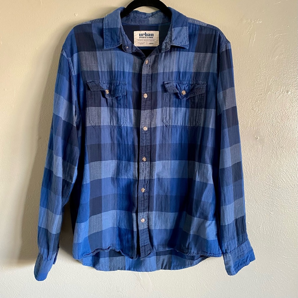 Urban Pipeline black and blue checkered shirt